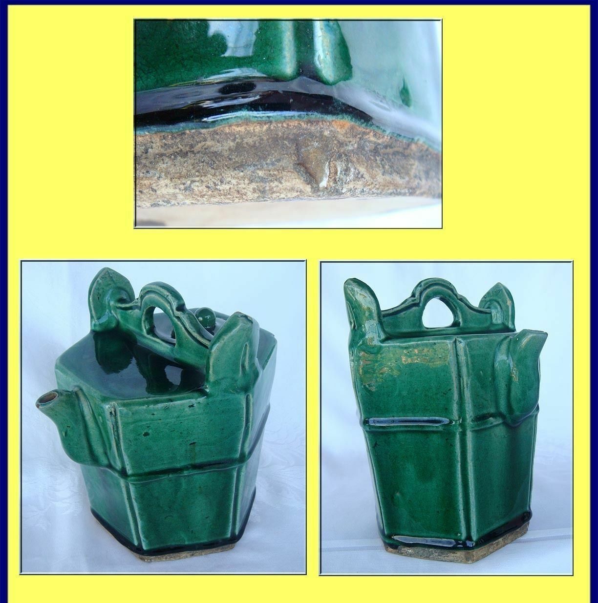 18th Century Antique Chinese Green Glazed Water Pot
