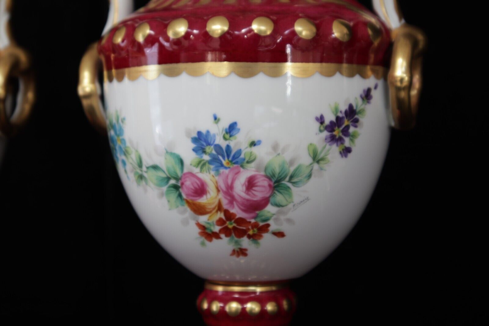 Limoges France Hand Painted Pedestal Urn / Vase