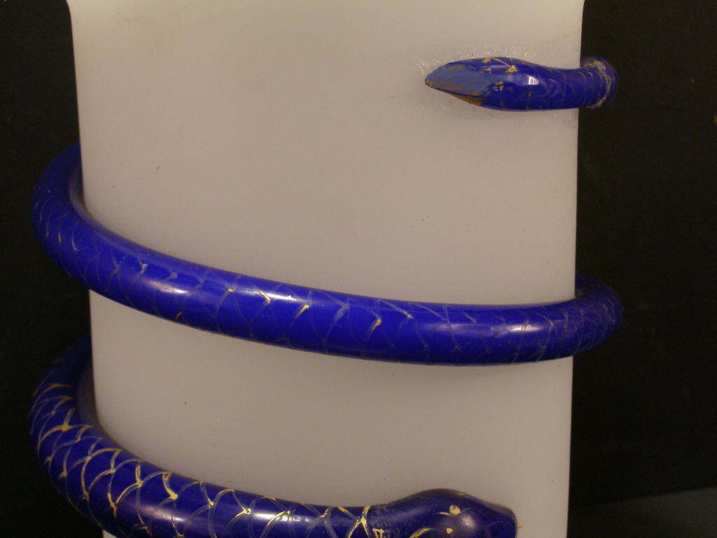 1800's Bohemian French Baccarat Opaline Cobalt Glass Snake Vase