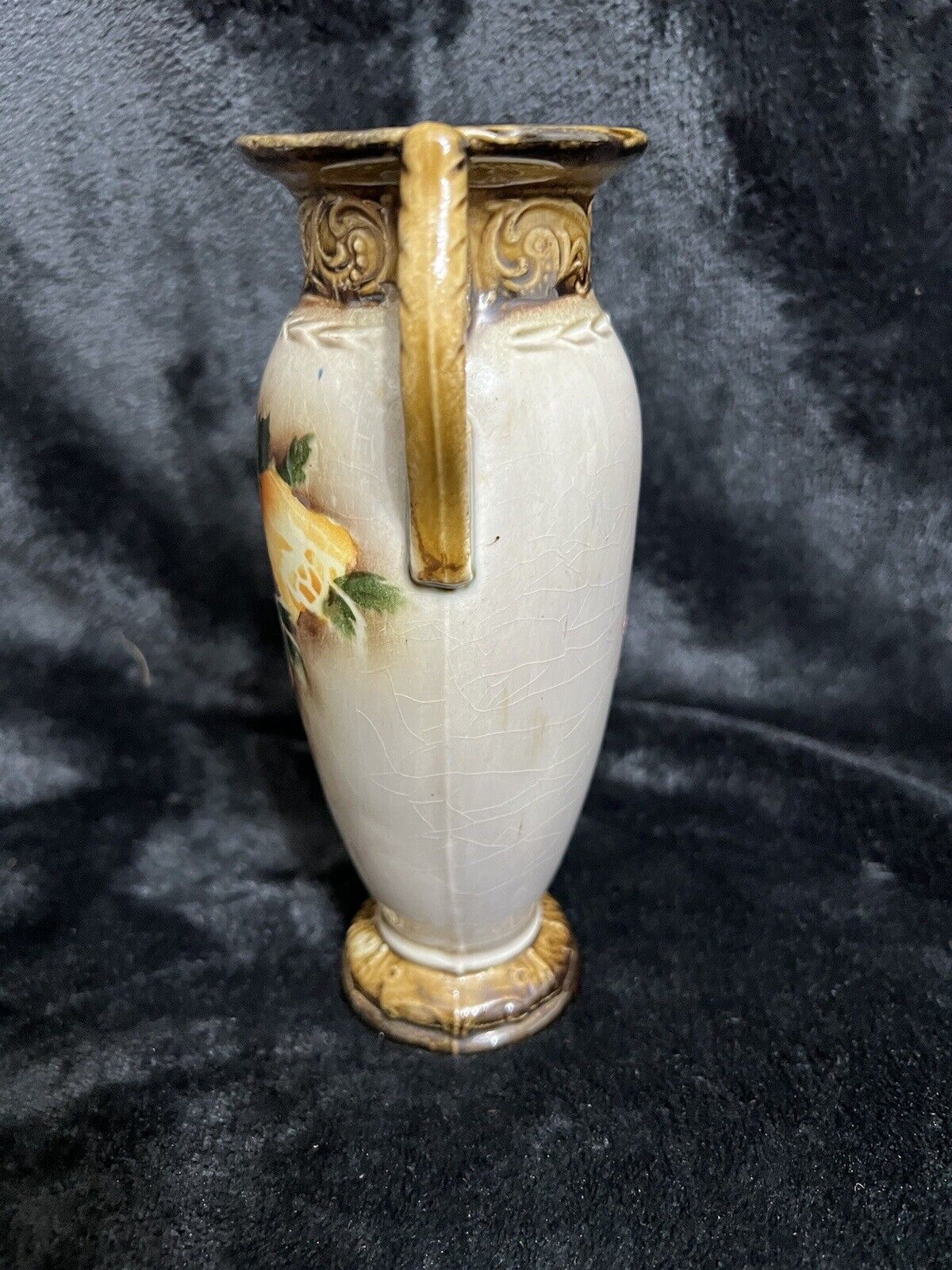 Czechoslovakia Floral Rose Vase with Dual Handles