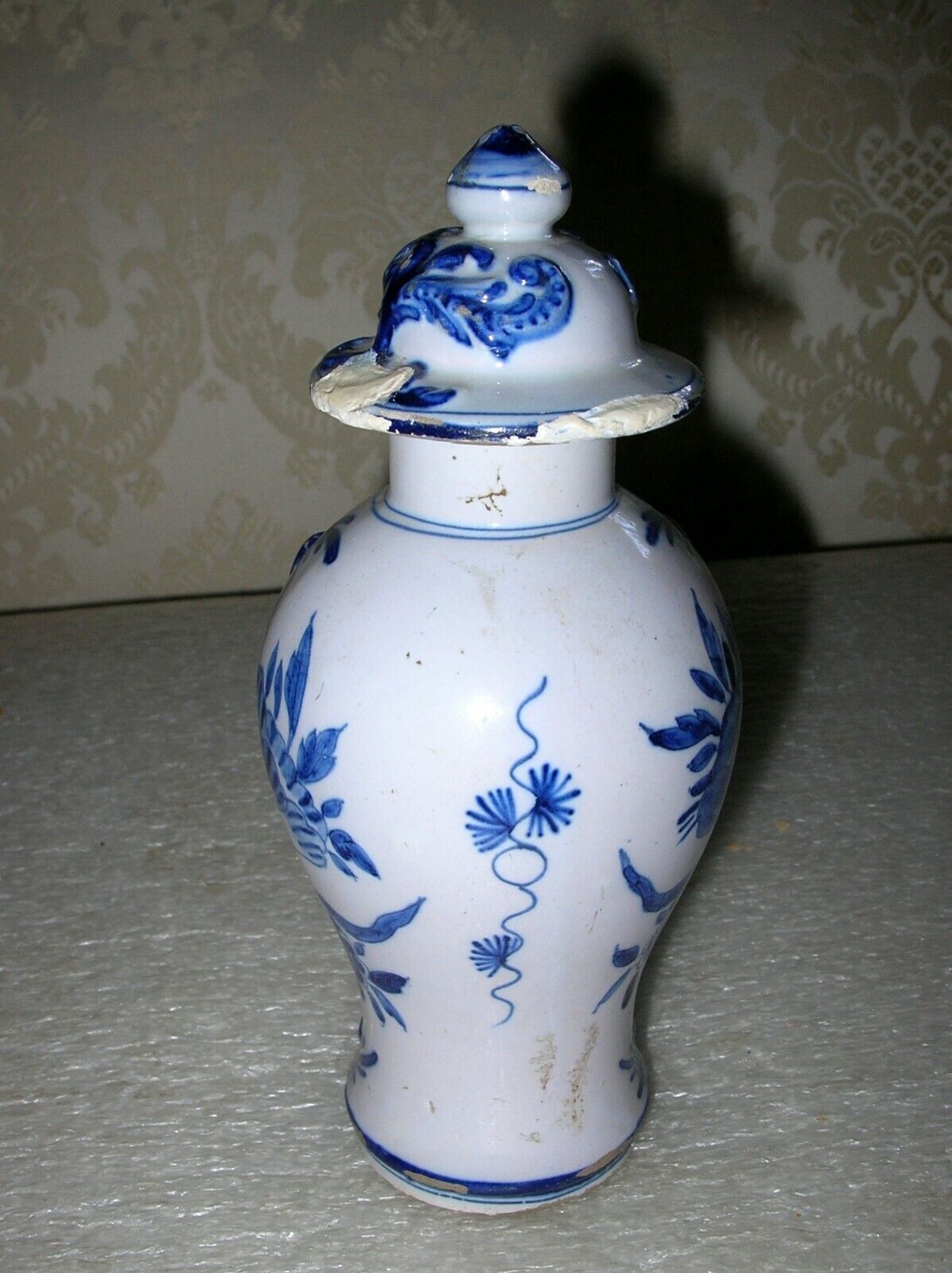 18th Century Dutch Delft Small Covered Vase