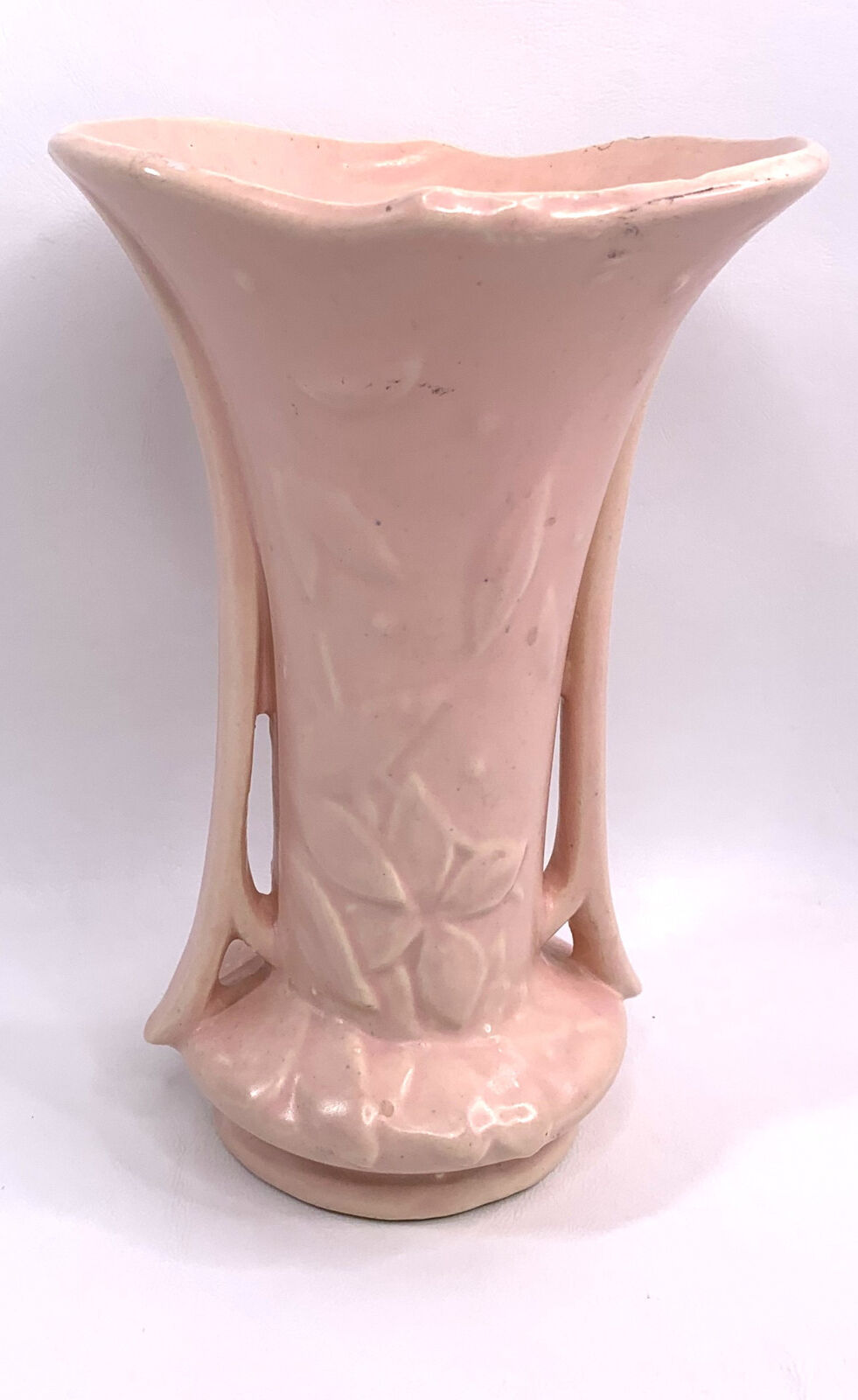 Antique Nelson McCoy Pottery Flower Pattern Vase Pink