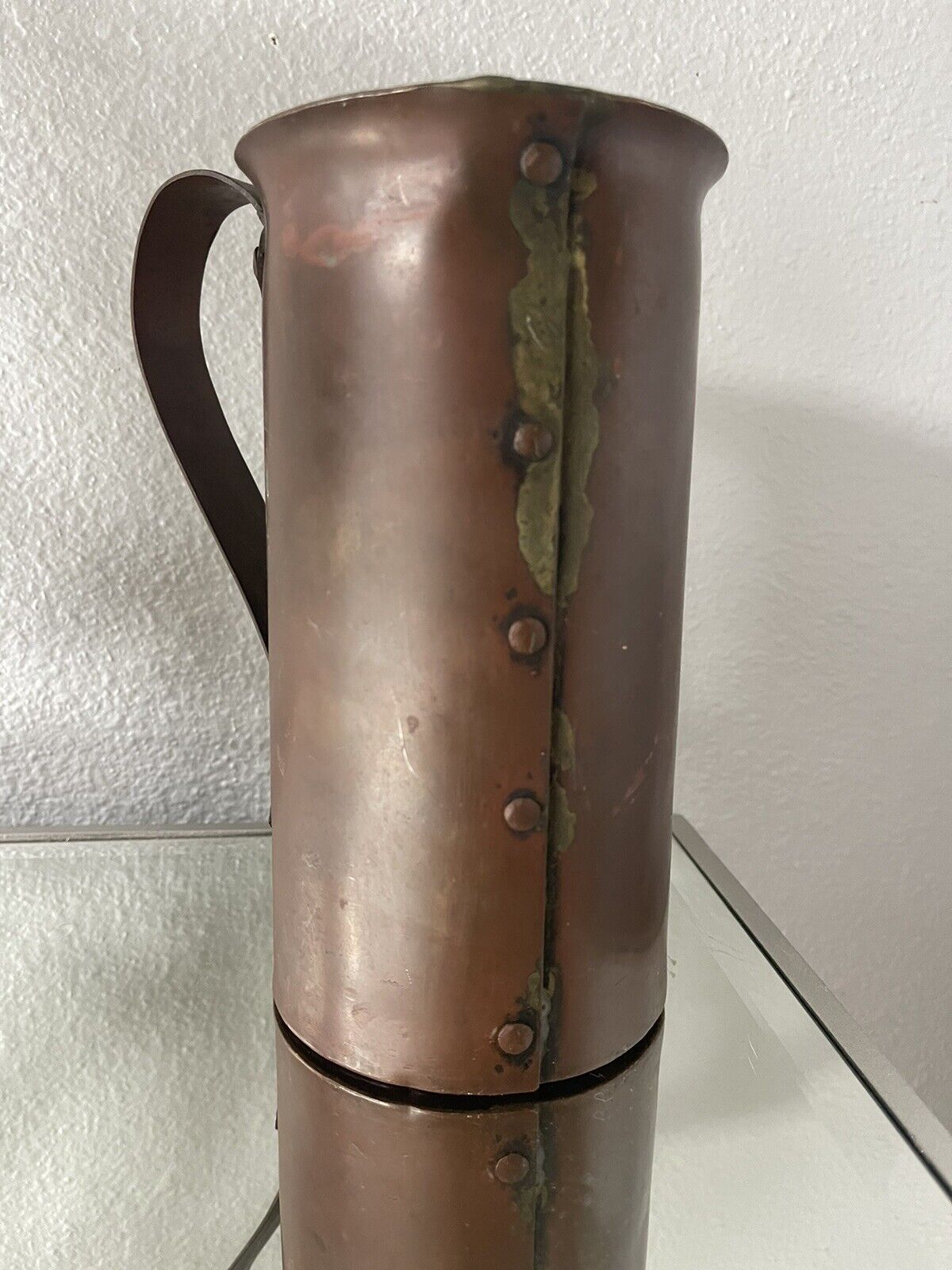 Antique 1700's Hand Hammered Copper Carafe/Pitcher