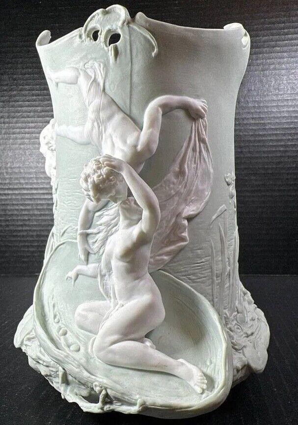 Vintage Angel Volkstedt German Jasperware 3D Vase