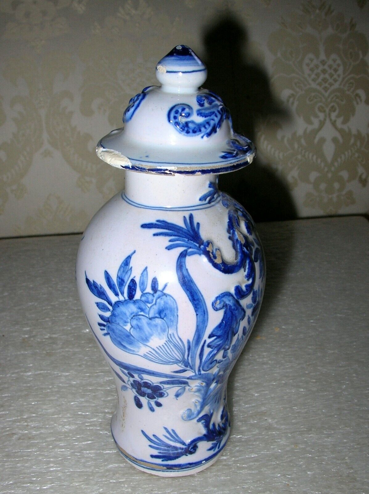18th Century Dutch Delft Small Covered Vase