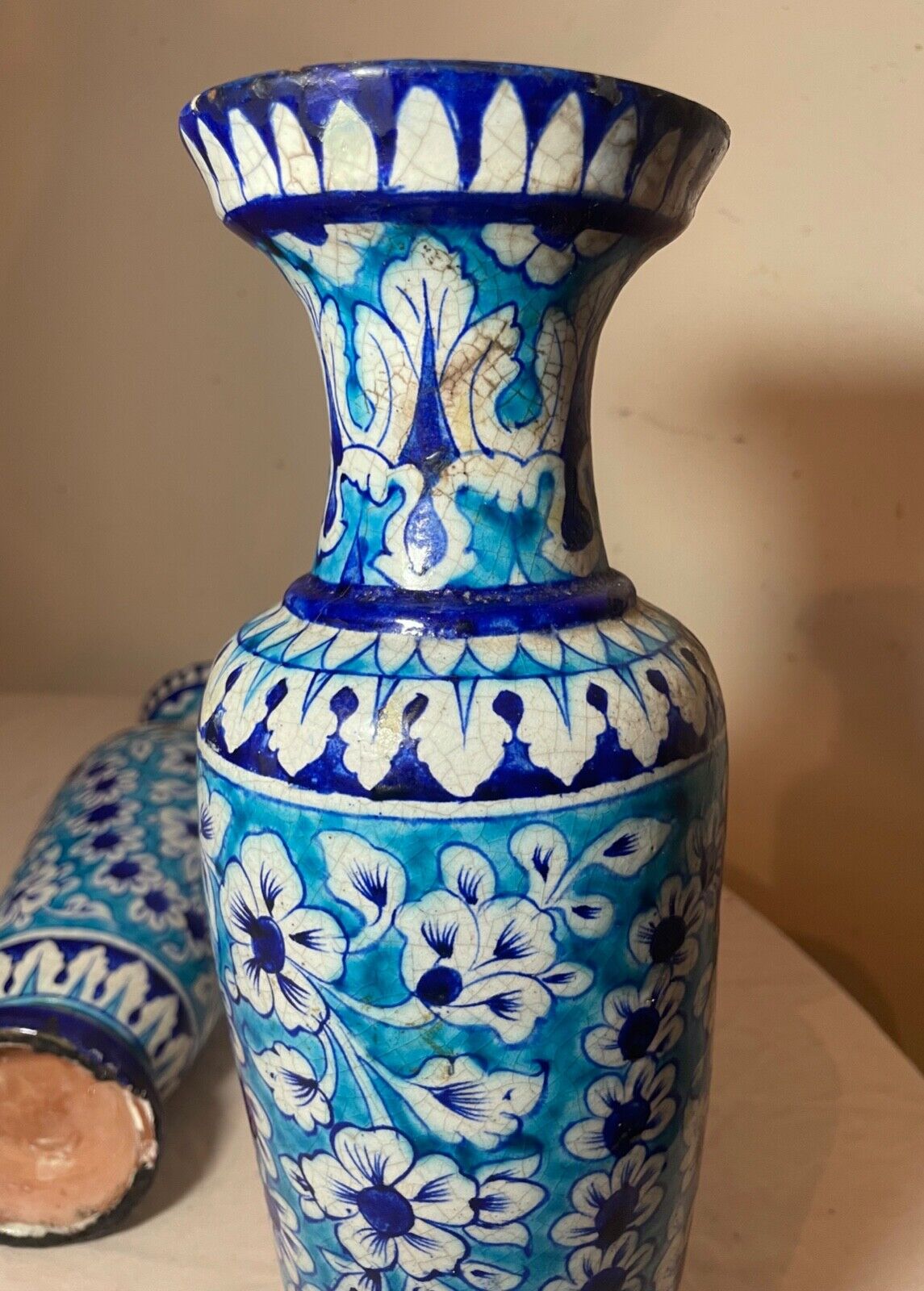 1800's antique blue Sindh Multan Pottery Vase India