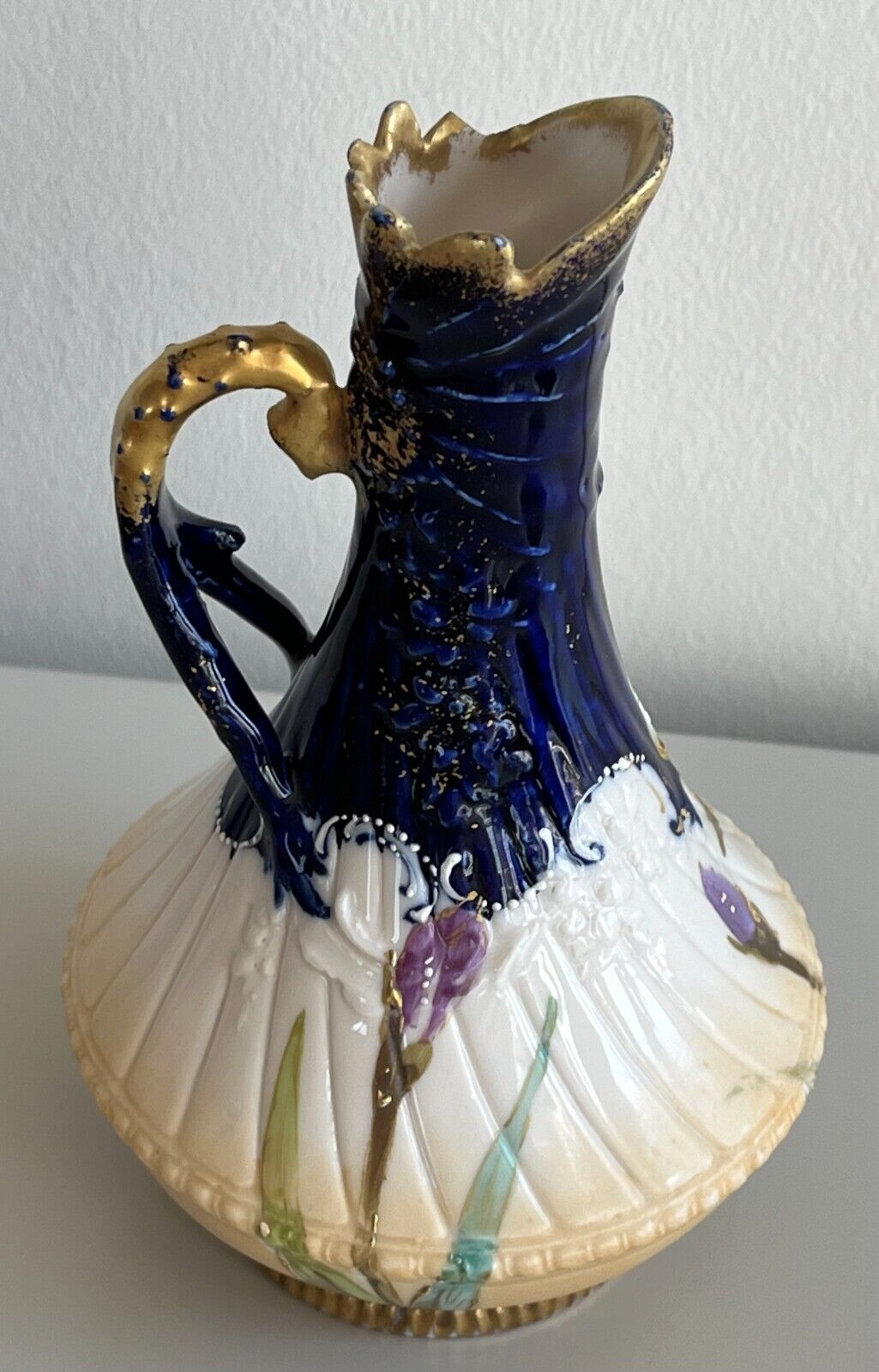 Bohemia Art Nouveau 7" Vase with Gilt Handle