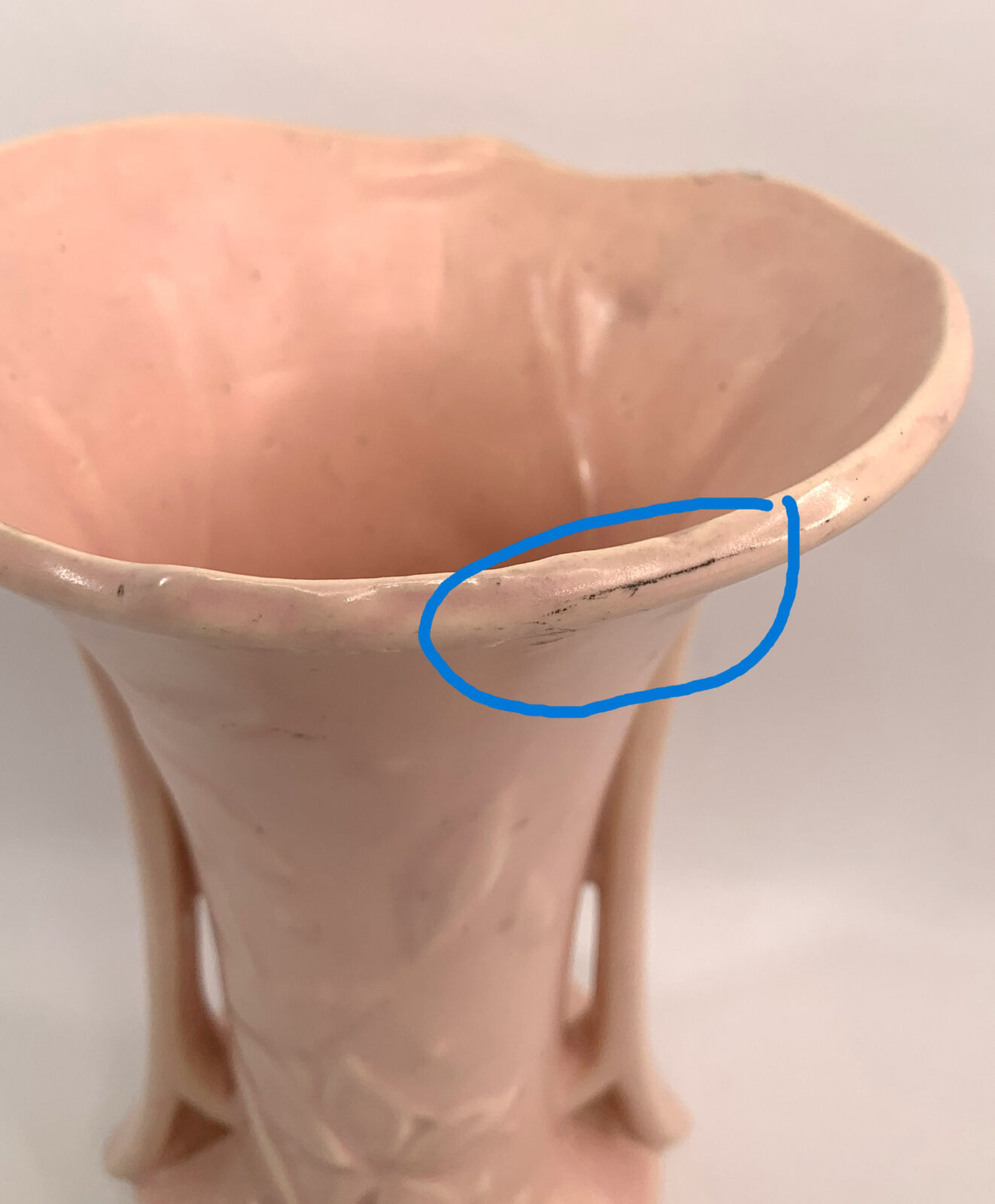 Antique Nelson McCoy Pottery Flower Pattern Vase Pink