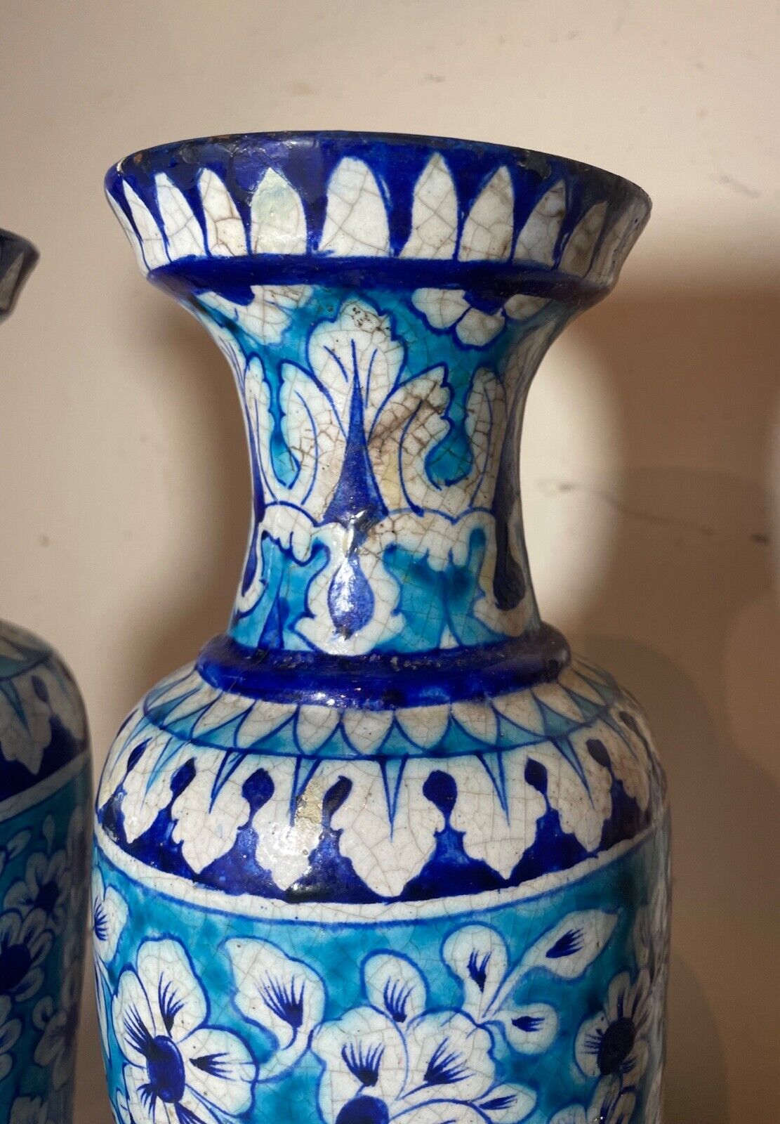 1800's antique blue Sindh Multan Pottery Vase India