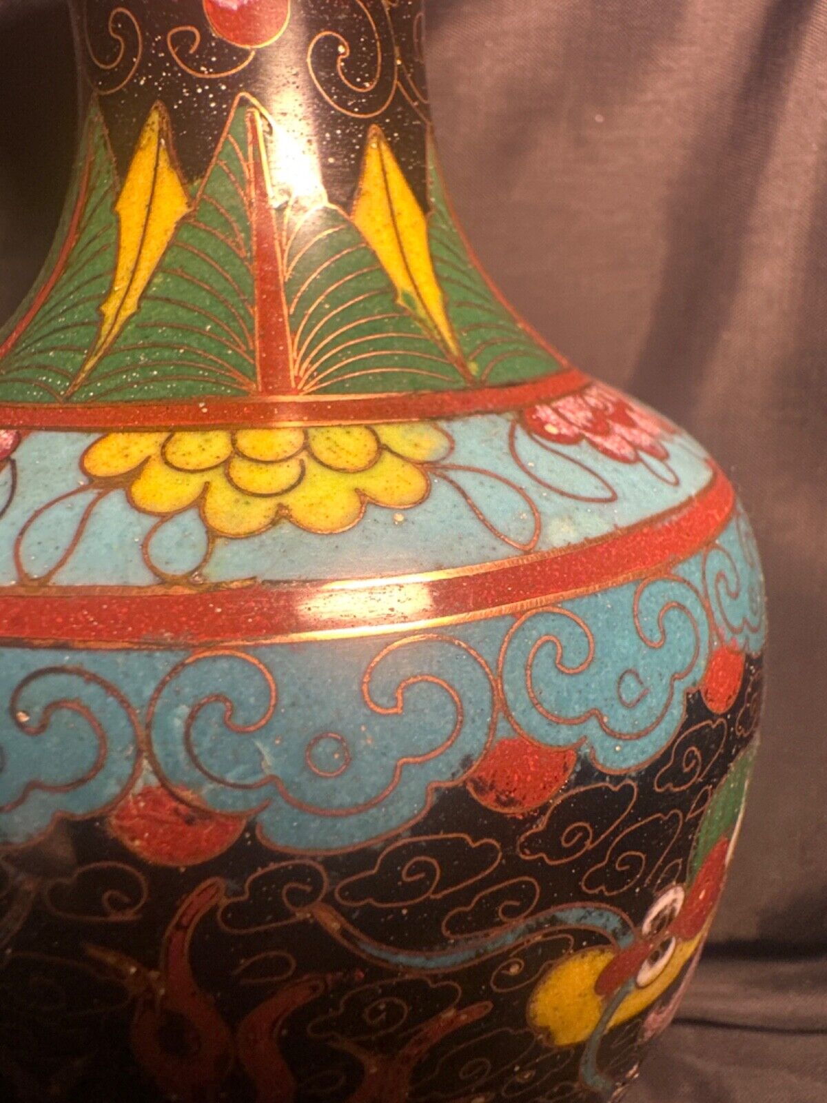 Qianlong Vase with Colorful Enamel Dragon Design