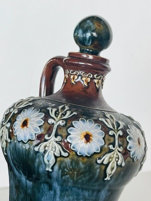Vintage Royal Doulton Stoneware Floral Decanter Vase 1786