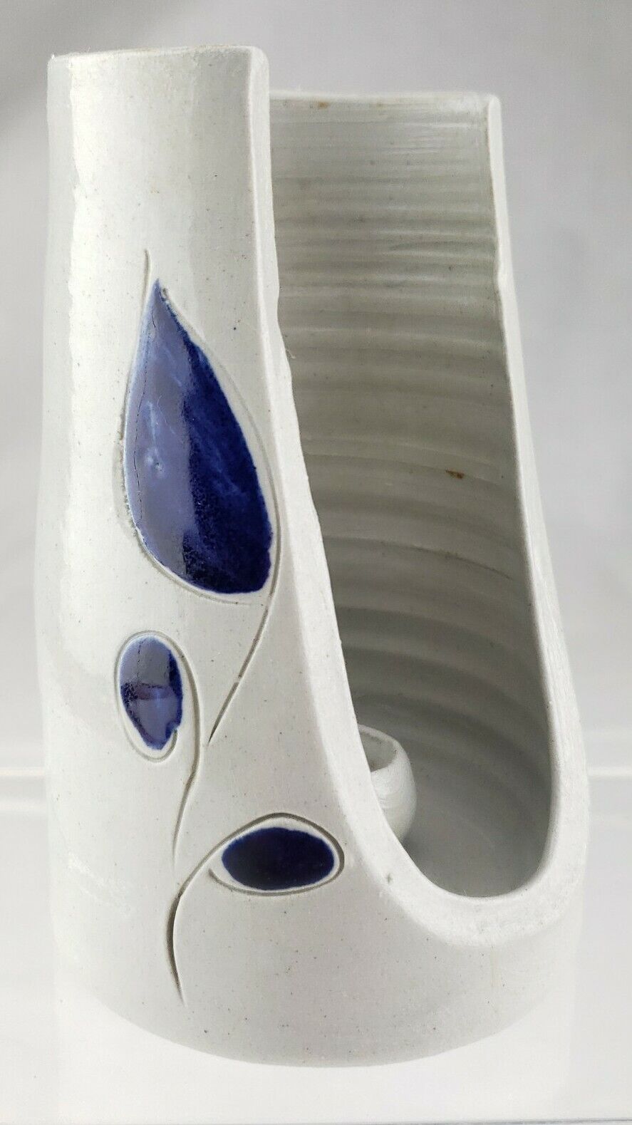 5" Williamsburg Pottery Hand Thrown Blue Sconce Candle