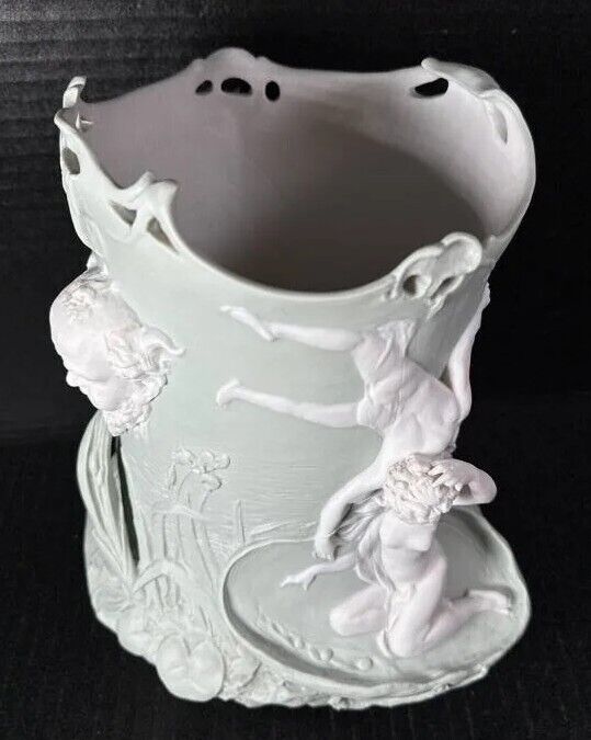 Vintage Angel Volkstedt German Jasperware 3D Vase