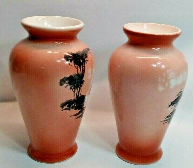 2 Matching Landscape Scene Vases - Distinctive Portuguese