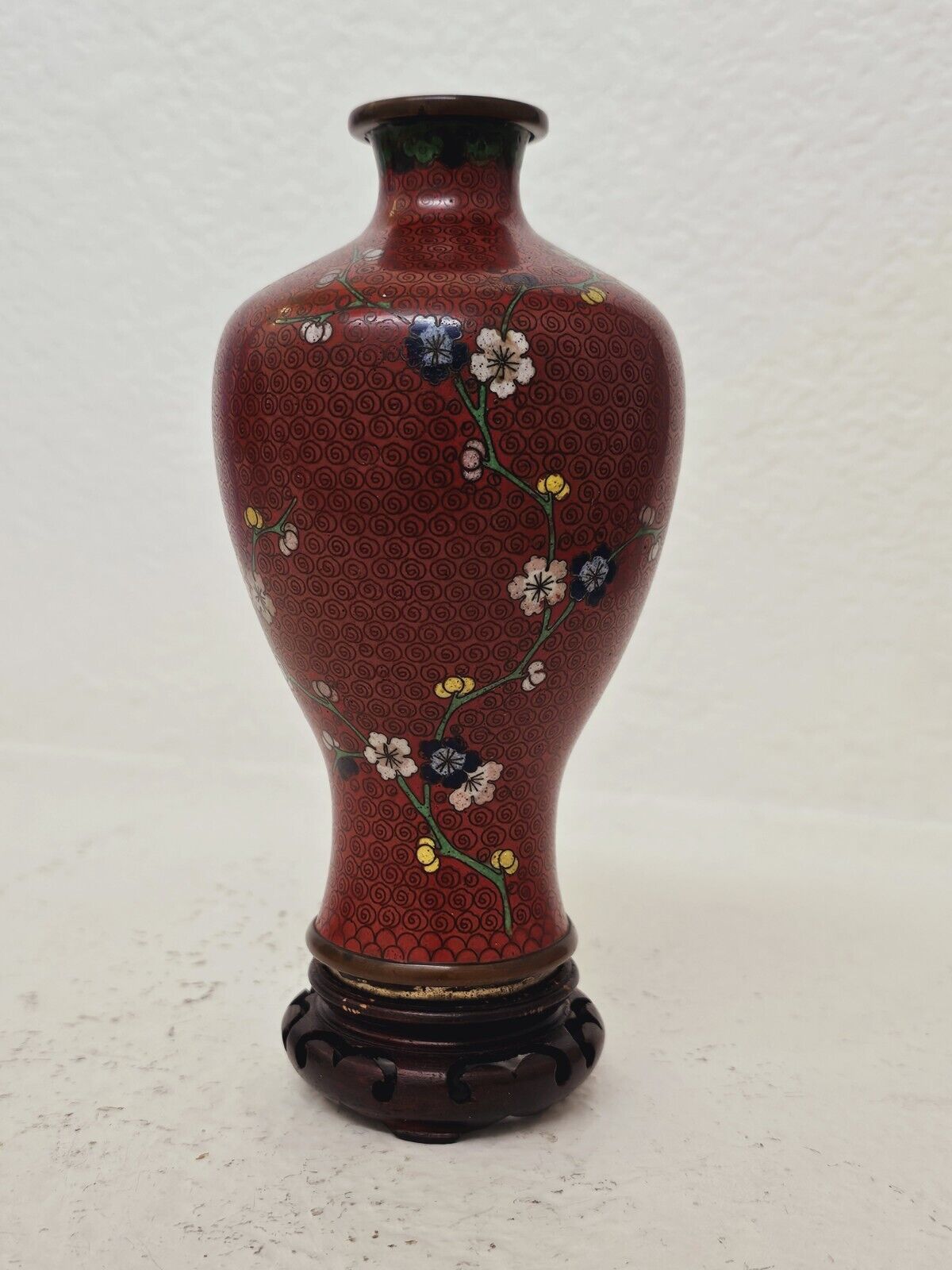 Edo Era 1700s Antique Cloisonne Ginbari Vase 7" X 4
