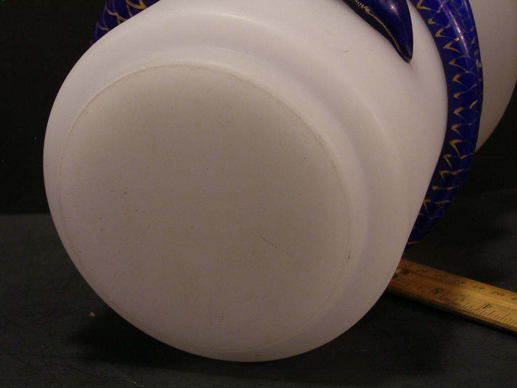 1800's Bohemian French Baccarat Opaline Cobalt Glass Snake Vase