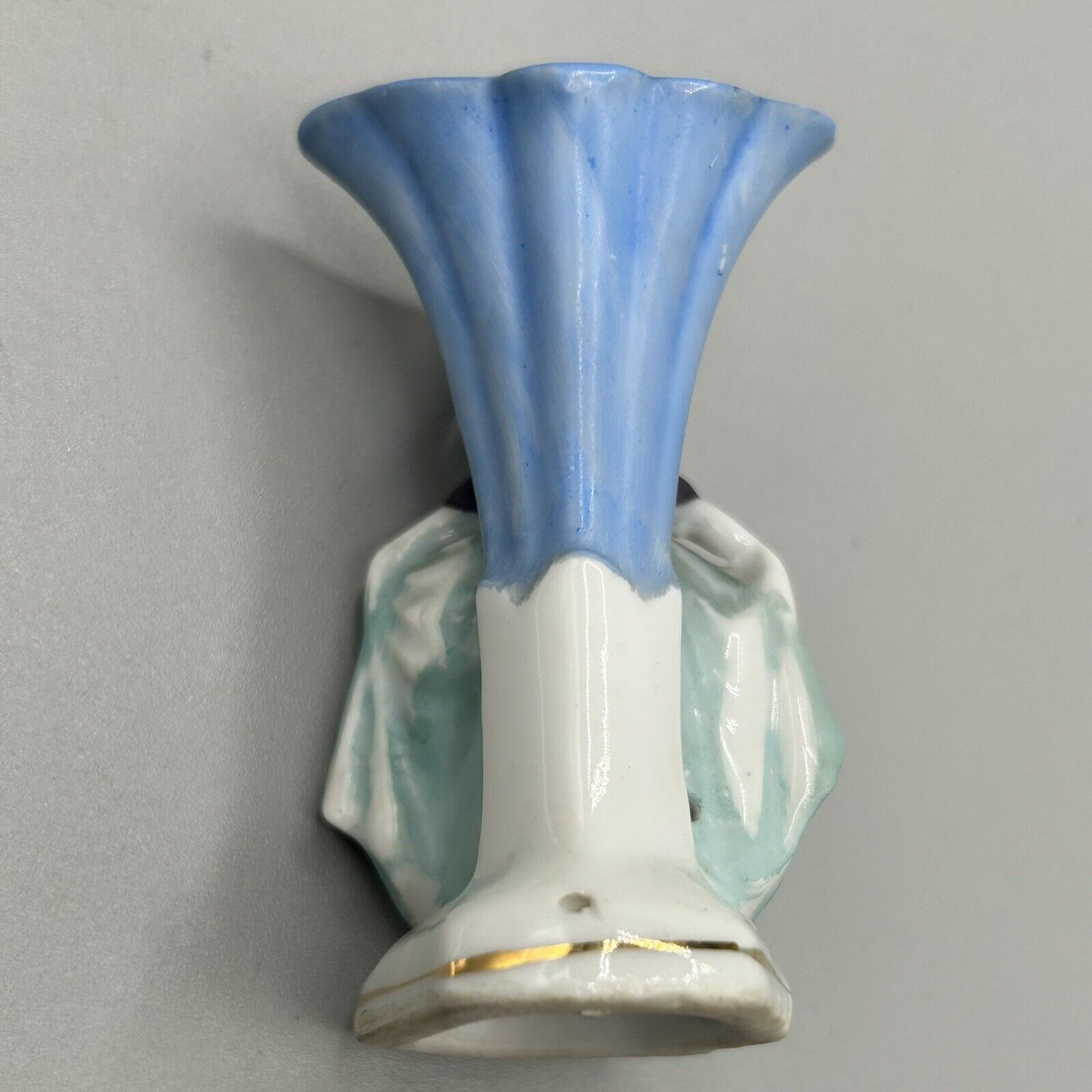 Vintage Hand-Painted Japanese Miniature Vase: Fabulous Lady in Purple & Aqua