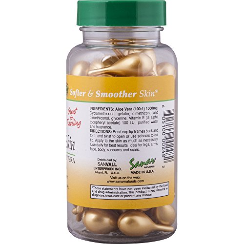 Sanar Naturals Healthy Skin Moisturizer - Vitamin E and Aloe Vera - Body Lotion for Dry Skin, Face, Hands, Feet, Legs, Neck - Travel Size Serum for Women and Men, 60 Ampoule Capsules