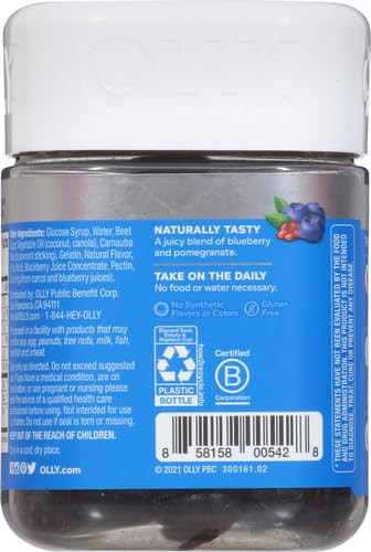 OLLY Glowing Skin Gummy, 25 Day Supply (50 Count), Plump Berry, Hyaluronic Acid, Collagen, Sea Buckthorn, Chewable Supplement (Packaging May Vary)