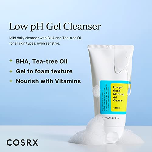 COSRX Low pH Gel Cleanser, BHA & Tea-Tree, Korean Skincare