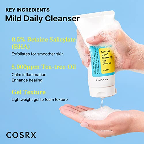 COSRX Low pH Gel Cleanser, BHA & Tea-Tree, Korean Skincare