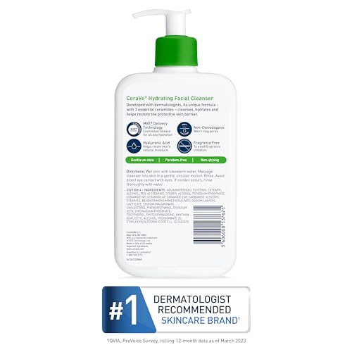 CeraVe Hydrating Facial Cleanser | Non-Foaming Moisturizing Face Wash