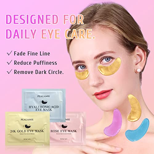 PEAUAMIE Gold Eye Patches (30 Pairs) with Hyaluronic Acid