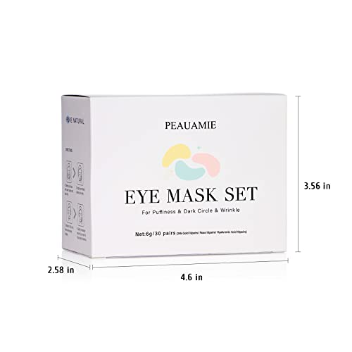 PEAUAMIE Gold Eye Patches (30 Pairs) with Hyaluronic Acid