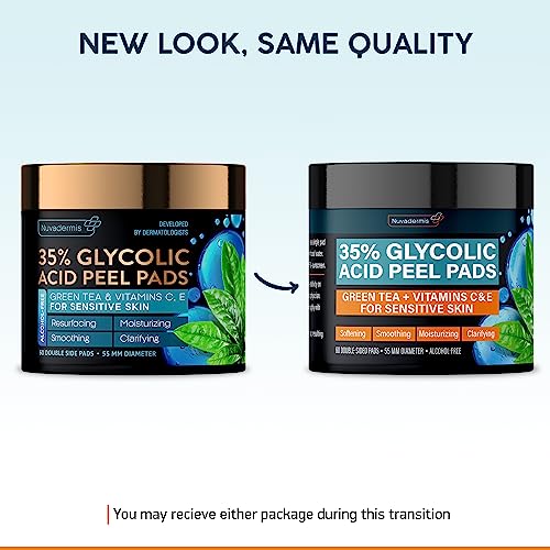 NUVADERMIS 35% Glycolic Acid Exfoliating Facial Peel Pads
