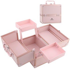 Chuangjin Portable Makeup Organizer Case with Trays