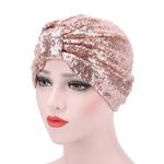 Sparkly Sequin Pleated Hair Wrap in Skin Pink