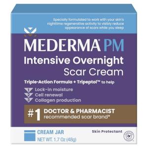 Mederma PM Intensive Overnight Scar Cream, Works with Skin's Nighttime Regenerative Activity, Clinically Shown to Make Scars Smaller and Less Visible, 1.7 Oz (48g)
