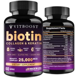 VITBOOST Biotin Hair Growth Vitamins with Hyaluronic Acid