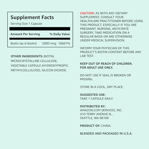 Vegan Biotin 5000 mcg for Hair, Skin, Nails
