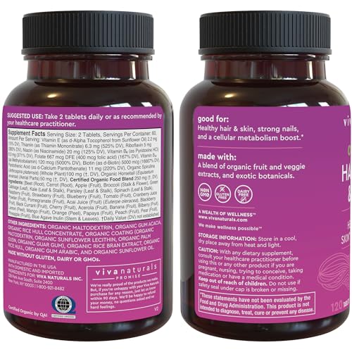 Organic Biotin Vitamins for Healthy Hair, Skin, Nails