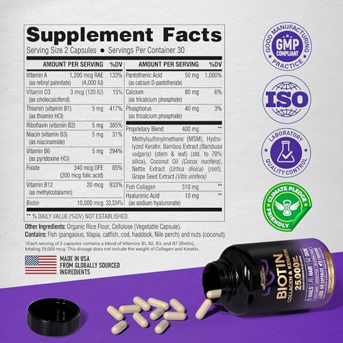 Hair, Skin & Nails Support Supplement - 60 Capsules