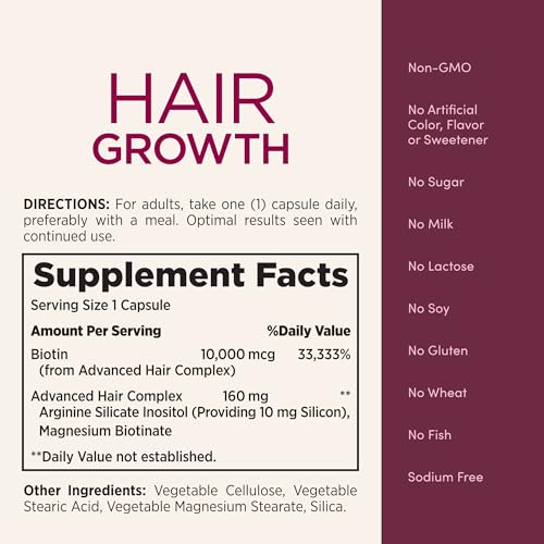 Nature's Bounty Hair Growth Supplement, 30 Capsules