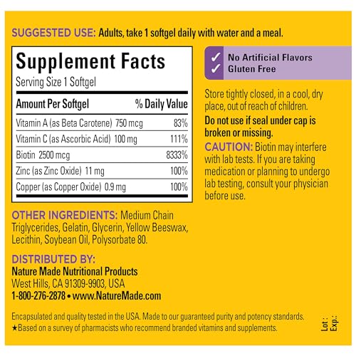 Biotin Hair, Skin & Nails Support Supplement, 120 Softgels