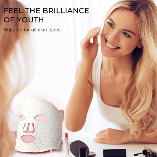 Red Light Mask, Reusable Silicone Skin Mask, LED Light Facial Mask, 7 in 1 Color Beauty Equipment for Skin Care at Home