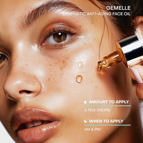 GEMELLE Lymphatic Anti-Aging Face Oil | 6x Award Winner | Packed with Vitamins C,E & A | Moisturize, Repair & Protect | Bakuchiol, Sea Buckthorn & More! | Paraben-Free, Natural Skin Care | 15ml