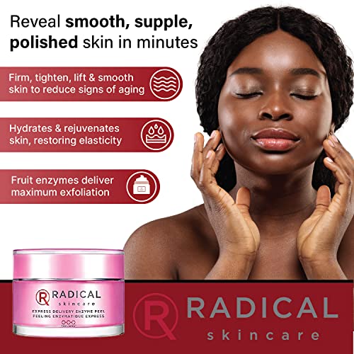 Radical Skincare Express Delivery Facial Enzyme Peel Mask Cleanser Exfoliator - Reveal Smooth, Supple, Polished Skin In Minutes | Paraben & Cruelty Free | Clinically Proven Results (1.7 oz)