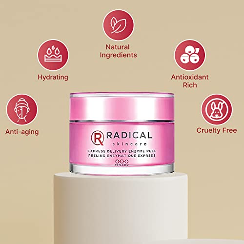 Radical Skincare Express Delivery Facial Enzyme Peel Mask Cleanser Exfoliator - Reveal Smooth, Supple, Polished Skin In Minutes | Paraben & Cruelty Free | Clinically Proven Results (1.7 oz)