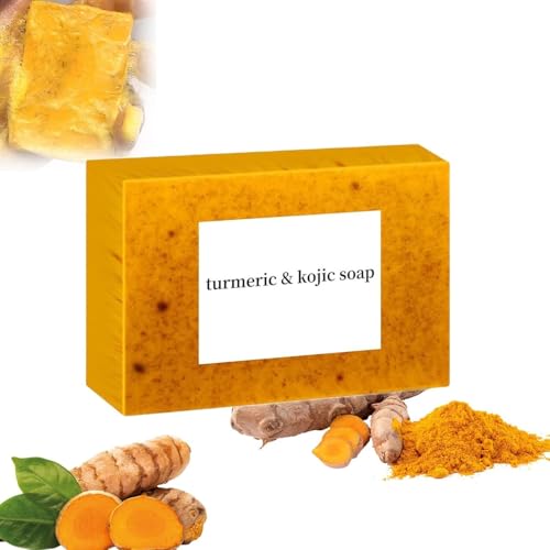 Lemon Turmeric 𝐊𝐨𝐣𝐢𝐜 𝓐𝓬𝓲𝓭 Soap, Natural Organic Turmeric Soap Bar for Face and Body, Lemon Turmeric Glowing Skin Care Soap, Deep Clean, Firm Pores, Even Out Skin Tone (1pc)