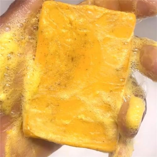 Lemon Turmeric 𝐊𝐨𝐣𝐢𝐜 𝓐𝓬𝓲𝓭 Soap, Natural Organic Turmeric Soap Bar for Face and Body, Lemon Turmeric Glowing Skin Care Soap, Deep Clean, Firm Pores, Even Out Skin Tone (1pc)