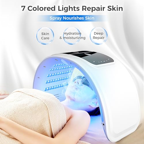 Red Light Therapy for Face，Led Face Mask Light Therapy with Spray Function, 7 in 1 Led Mask Light Therapy Beauty Equipment for Skin Care