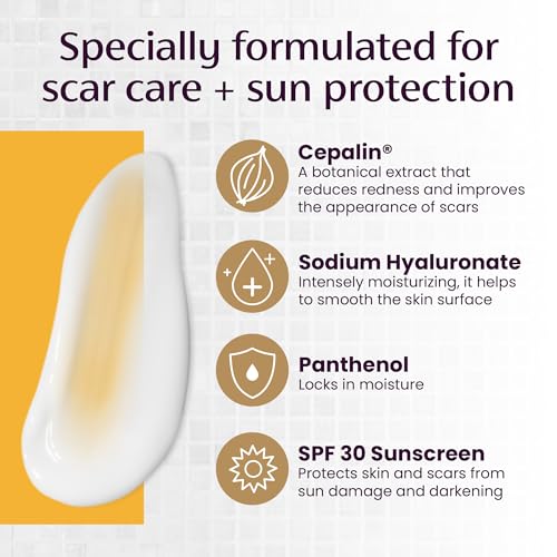 Mederma Scar Cream Plus SPF 30, Sunscreen, Protects from Sun Damage, Reduces the Appearance of Scars, 0.7 Ounce, 20 grams (Packaging May Vary)