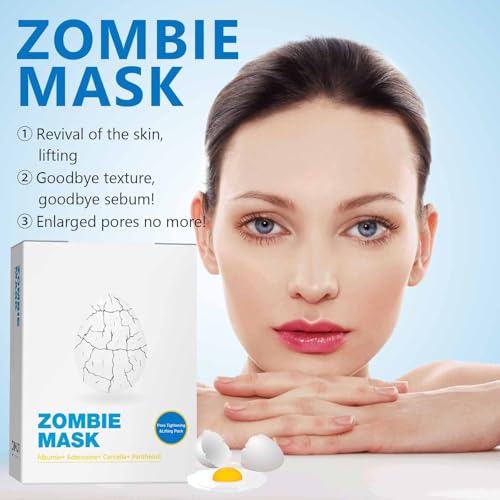 Zombie Face Mask 8ea, Zombie Facial Mask with Centella Asiatica Extract Skin Care, Zombie Face Mask for Smooth Skin Repair, Pore Tightening & Lifting, Wrinkles