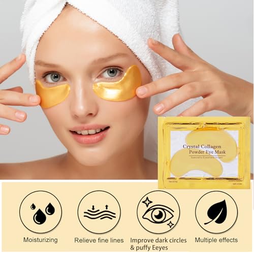 30 Pairs Collagen Crystal Lip Masks & 24K Gold Eye Mask, Crystal Collagen Under Eye Patches for Puffy Eyes, Effectively Nourishes, Moisturizing & Reducing Fine Lines Dark Circle Lip & Eye Care