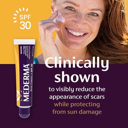 Mederma Scar Cream Plus SPF 30, Sunscreen, Protects from Sun Damage, Reduces the Appearance of Scars, 0.7 Ounce, 20 grams (Packaging May Vary)