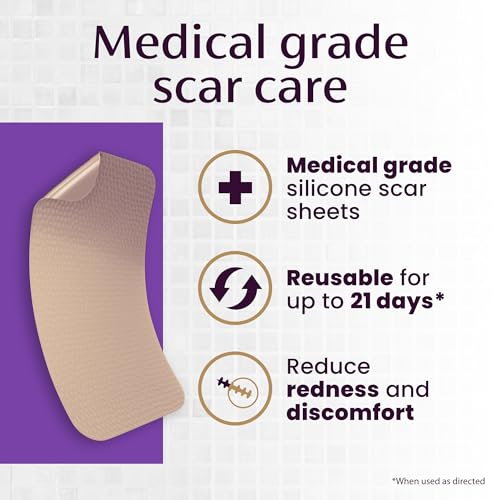 Mederma Medical Grade Silicone Scar Sheets; Improves The Appearance of Old and New Scars; for Injury, Burn and Surgery Scars, 4 Count